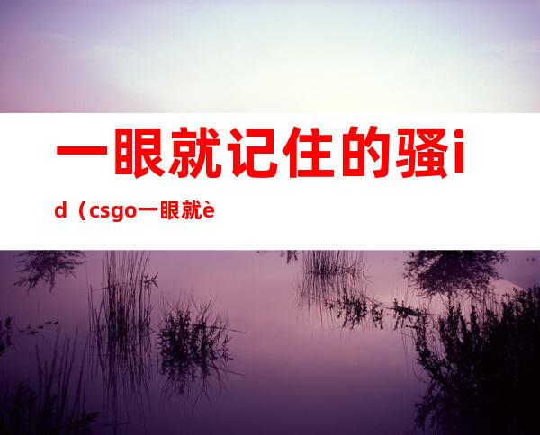 一眼就记住的骚id（csgo一眼就记住的骚id）