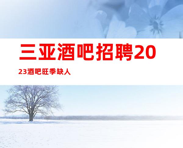 三亚酒吧招聘2023酒吧旺季缺人