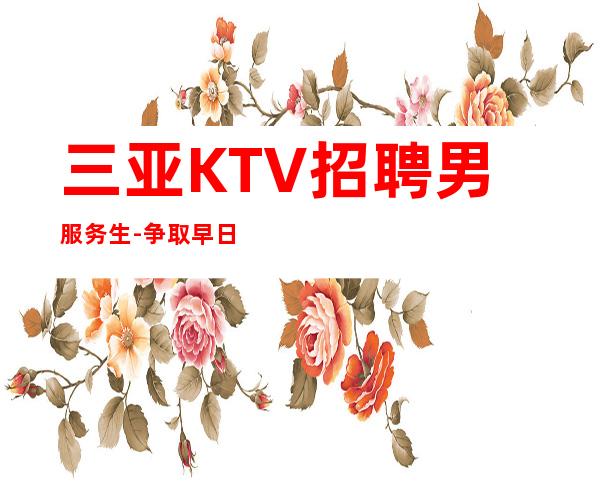 三亚KTV招聘男服务生-争取早日把经验换成资源