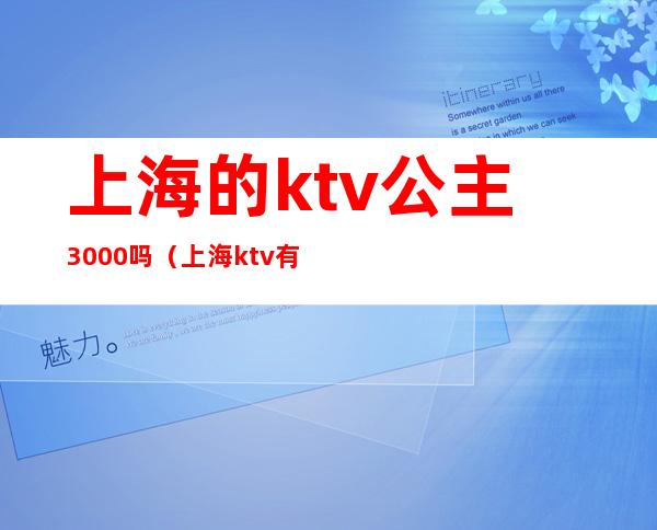 上海的ktv公主3000吗（上海ktv有公主吗）