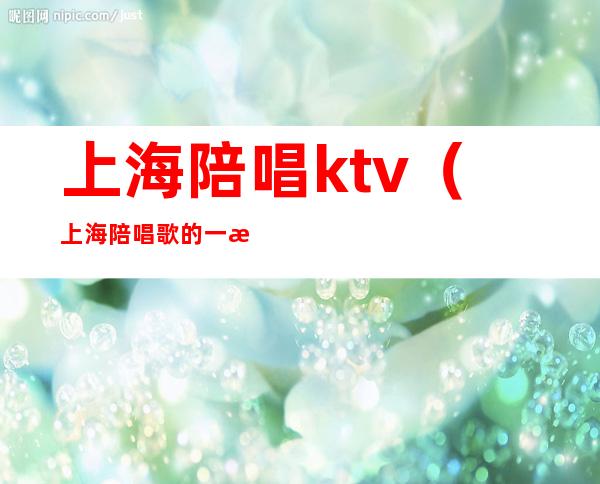 上海陪唱ktv（上海陪唱歌的一晚上多少钱）