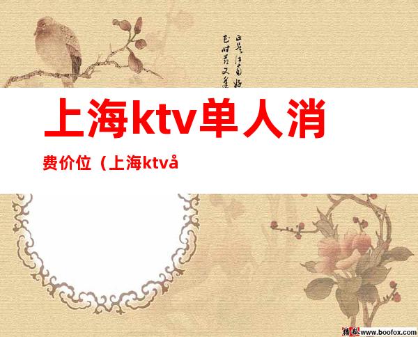 上海ktv单人消费价位（上海ktv单人消费价位多少）