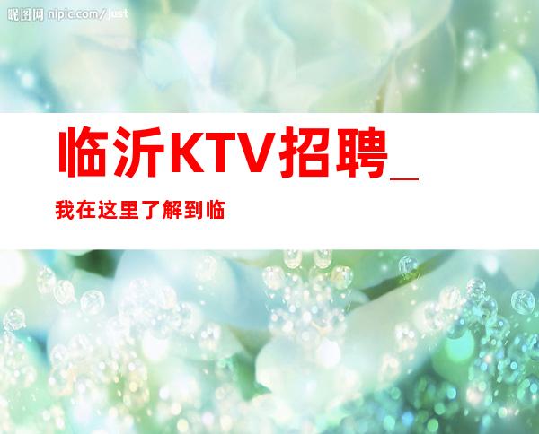 临沂KTV招聘_我在这里了解到临沂KTV招聘是针对不同岗位的