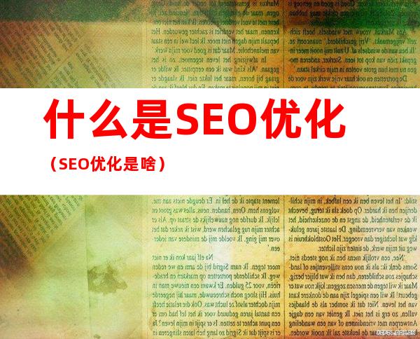 什么是SEO优化（SEO优化是啥）