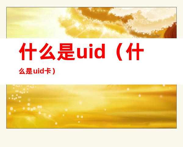 什么是uid（什么是uid卡）