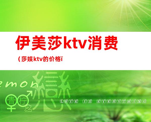 伊美莎ktv消费（莎娱ktv的价格）