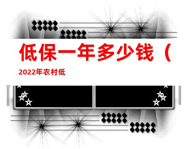 低保一年多少钱（2022年农村低保一年多少钱）