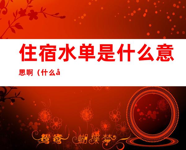 住宿水单是什么意思啊（什么叫住宿水单）