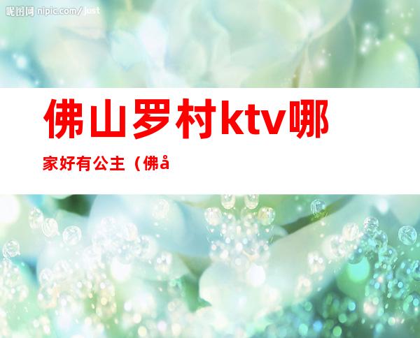 佛山罗村ktv哪家好有公主（佛山哪家ktv公主最好玩）