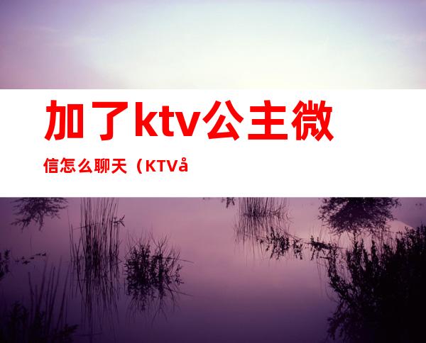 加了ktv公主微信怎么聊天（KTV公主加微信）