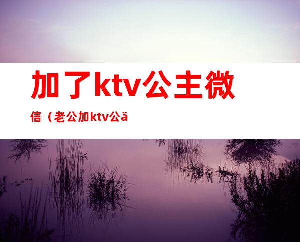 加了ktv公主微信（老公加ktv公主的微信应该管吗）