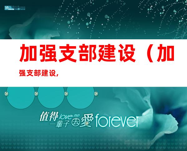 加强支部建设（加强支部建设,夯实党建基础）