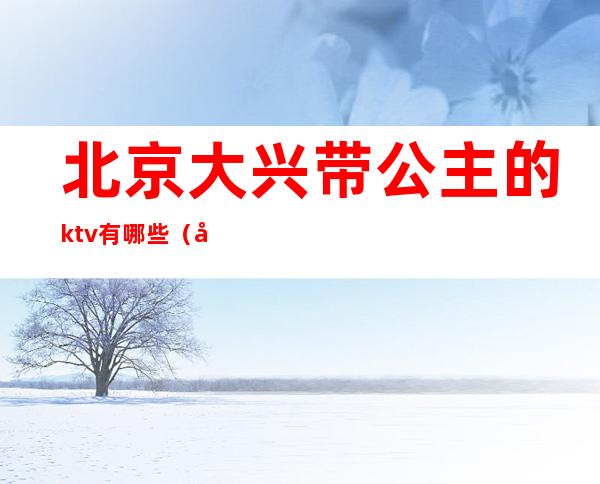 北京大兴带公主的ktv有哪些（北京去哪里找ktv公主的）