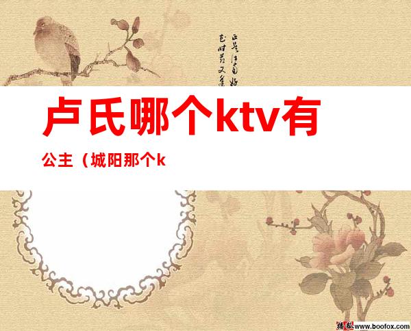 卢氏哪个ktv有公主（城阳那个ktv有公主）