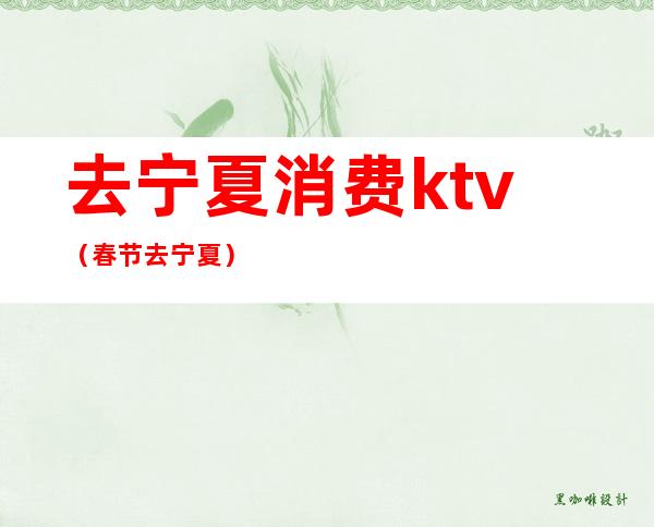 去宁夏消费ktv（春节去宁夏）