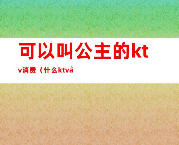 可以叫公主的ktv消费（什么ktv可以叫公主）