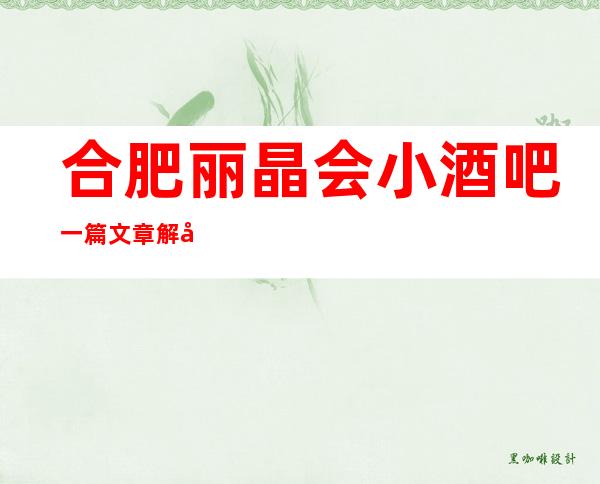 合肥丽晶会小酒吧一篇文章解决你平平无奇的夜晚