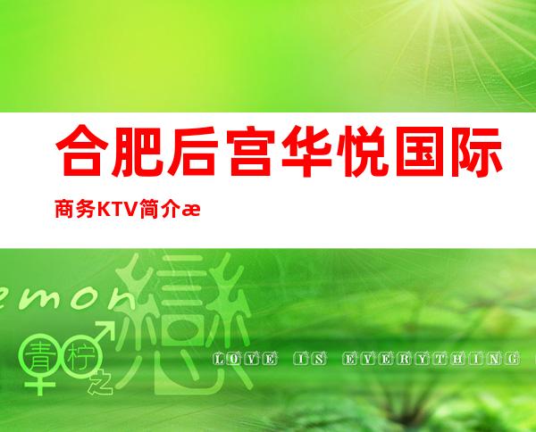 合肥后宫华悦国际商务KTV简介攻略/后宫国际包厢怎么预定。