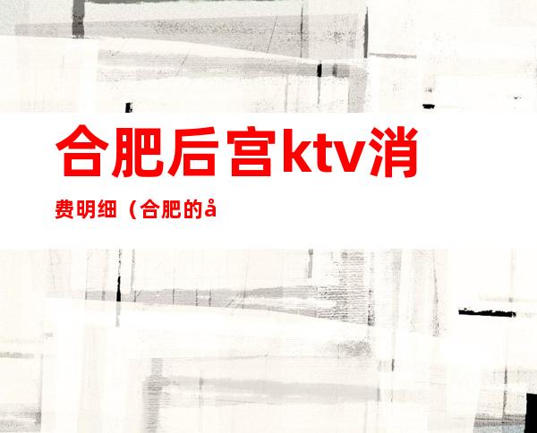 合肥后宫ktv消费明细（合肥的夜场ktv消费多少）