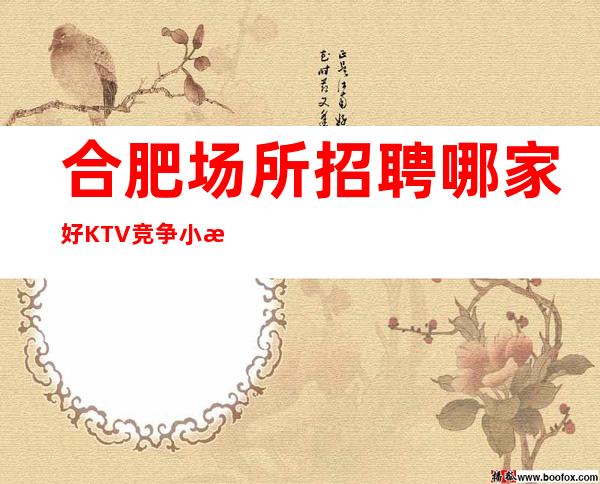 合肥场所招聘哪家好 KTV竞争小招聘公主 黾勉从事