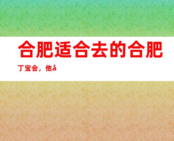 合肥适合去的合肥丁宝会，他好像适合你