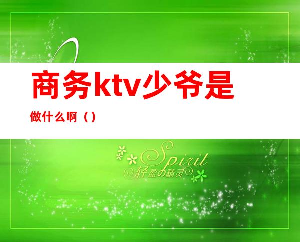 商务ktv少爷是做什么啊（）