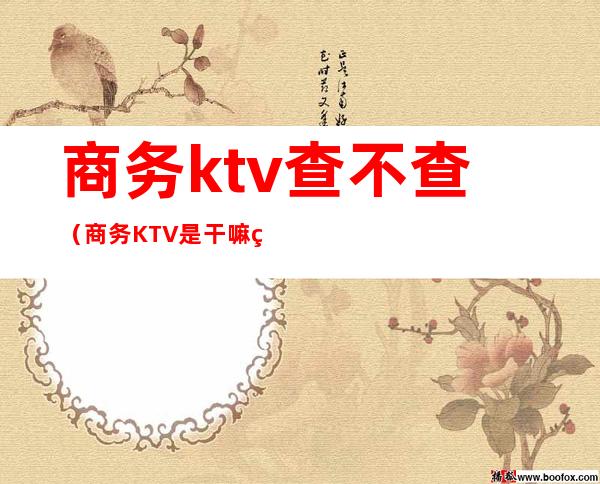 商务ktv查不查（商务KTV是干嘛的）