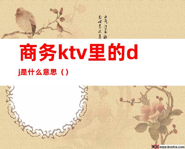 商务ktv里的dj是什么意思（）