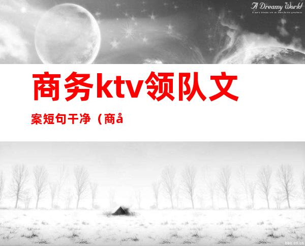 商务ktv领队文案短句干净（商务KTV文案）