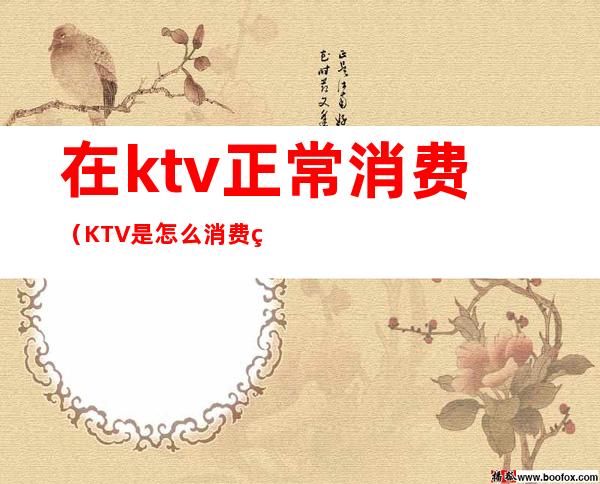 在ktv正常消费（KTV是怎么消费的）