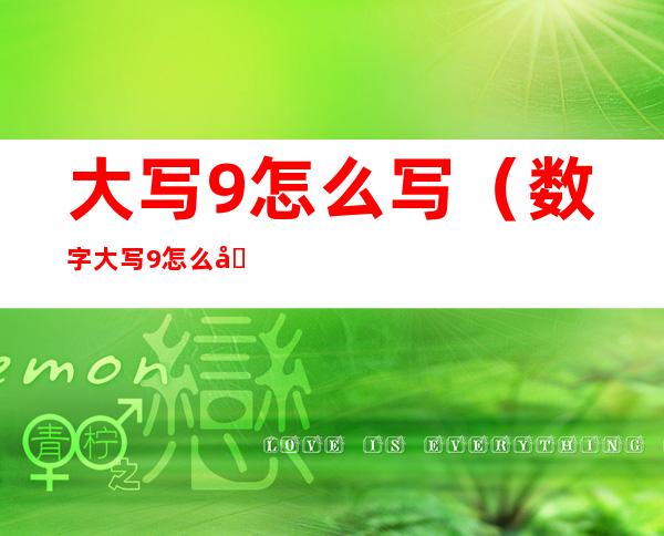 大写9怎么写（数字大写9怎么写）