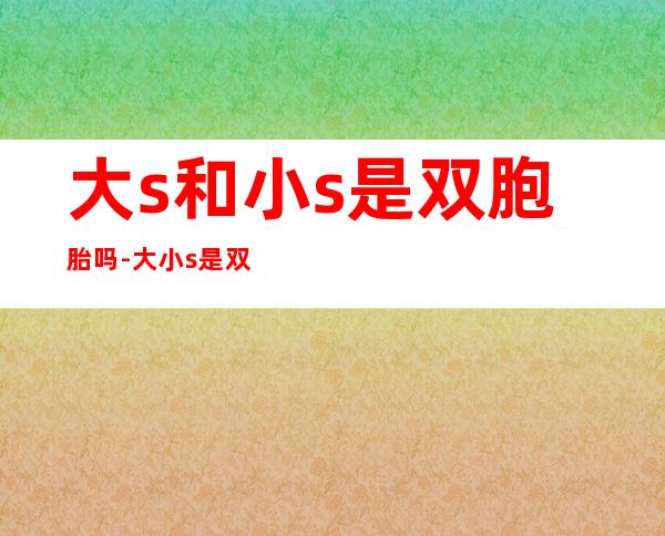 大s和小s是双胞胎吗-大小s是双胞胎吗