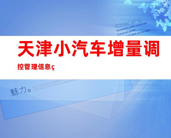 天津小汽车增量调控管理信息系统（天津小汽车增量调控管理信息系统电话）