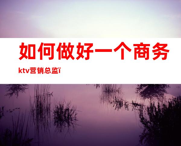 如何做好一个商务ktv营销总监（如何做好商务KTV运营经理）