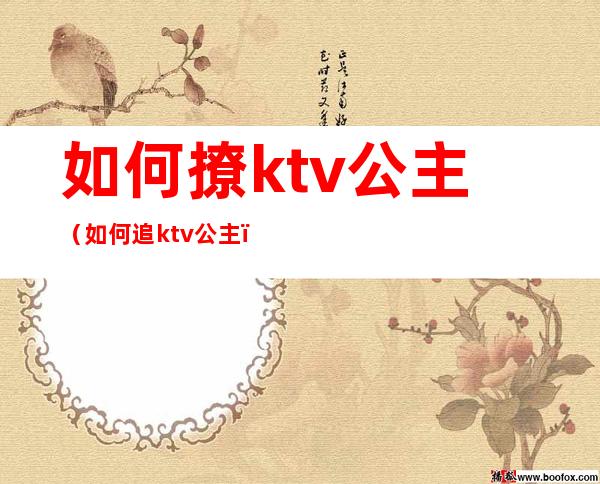 如何撩ktv公主（如何追ktv公主）