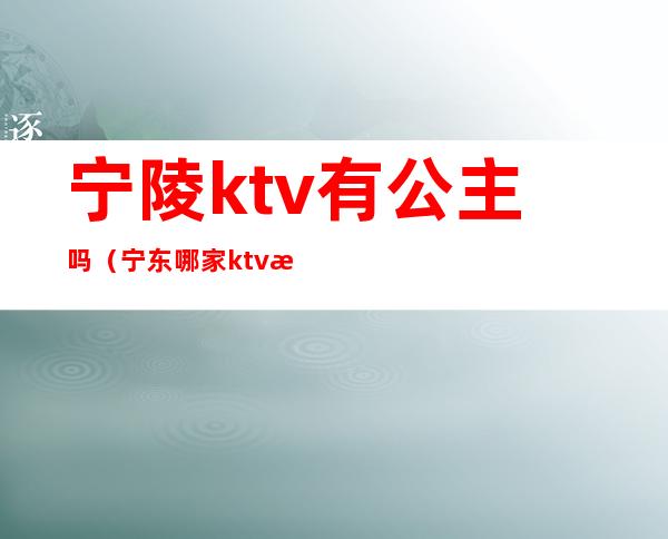 宁陵ktv有公主吗（宁东哪家ktv有公主）