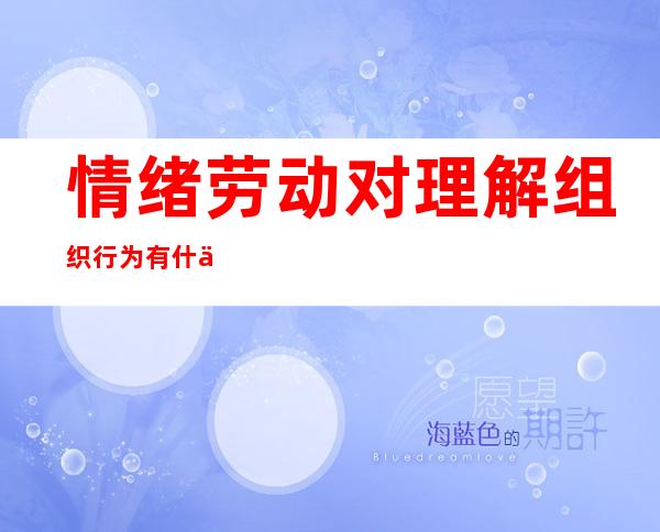 情绪劳动对理解组织行为有什么重要意义（组织行为学情绪劳动）