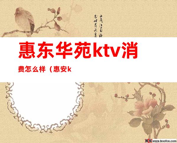 惠东华苑ktv消费怎么样（惠安ktv哪家好）