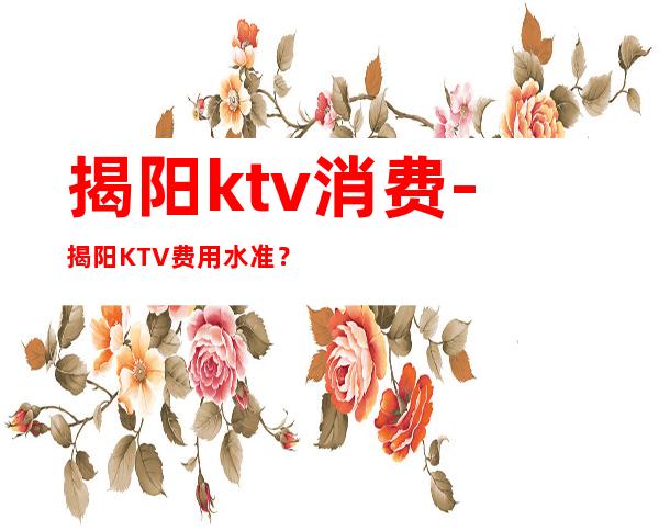 揭阳ktv消费-揭阳KTV费用水准？