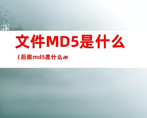 文件MD5是什么（后缀md5是什么文件）