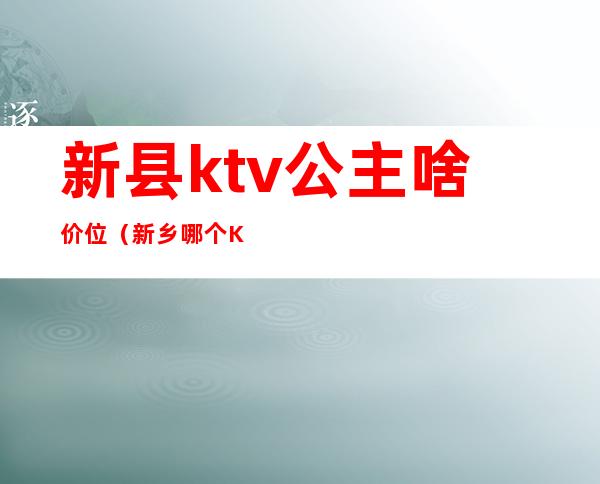 新县ktv公主啥价位（新乡哪个KTV有公主）