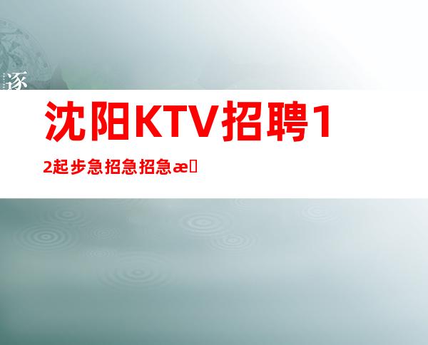 沈阳KTV招聘12起步急招急招急招（说三遍）