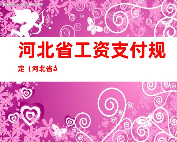 河北省工资支付规定（河北省工资支付规定2022）