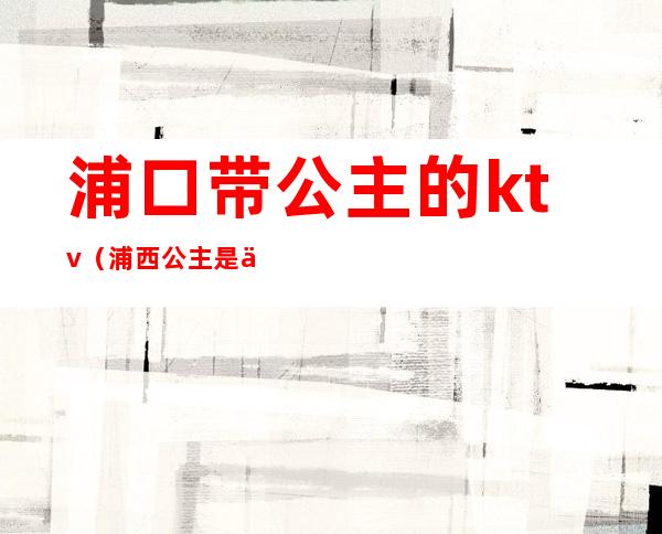 浦口带公主的ktv（浦西公主是什么意思）