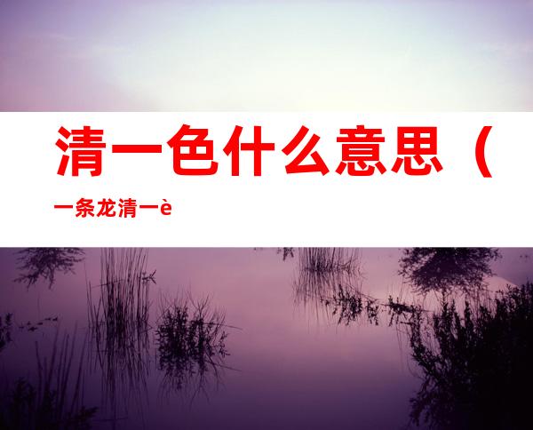 清一色什么意思（一条龙清一色什么意思）