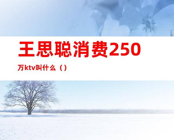 王思聪消费250万ktv叫什么（）