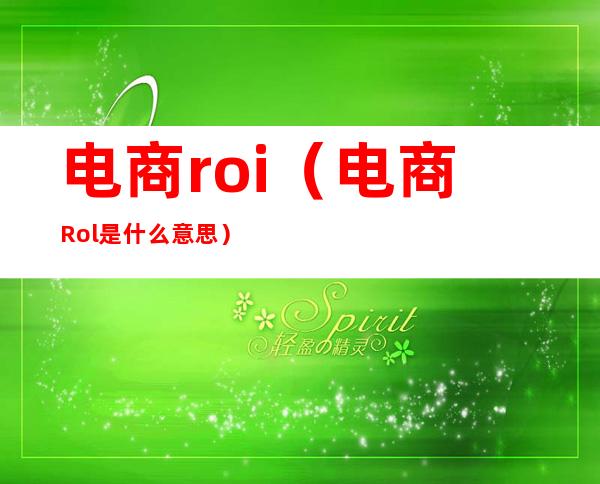 电商roi（电商Rol是什么意思）