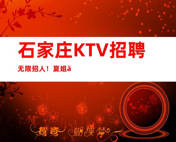 石家庄KTV招聘无限招人！夏姐亲自下场