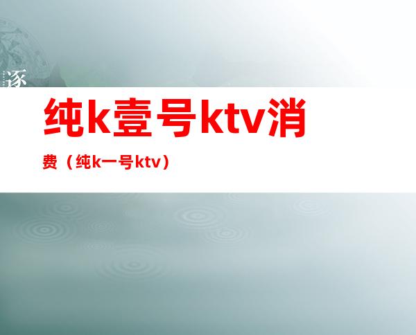 纯k壹号ktv消费（纯k一号ktv）