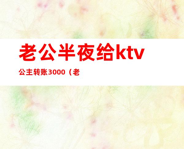 老公半夜给ktv公主转账3000（老公ktv点公主花了400）